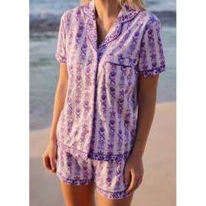 Pink Palm Puff Pajama Set in twilight Size Small New With Tags